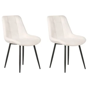 Conjunto de 2 cadeiras de jantar em veludo branco creme MELROSE