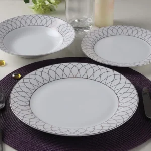Serviço de loiç, 18 peças, porcelana, branco e dourado - SERISIA