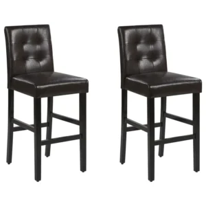 Bar Chair Set 2 Faux Material couro Brown MADISON