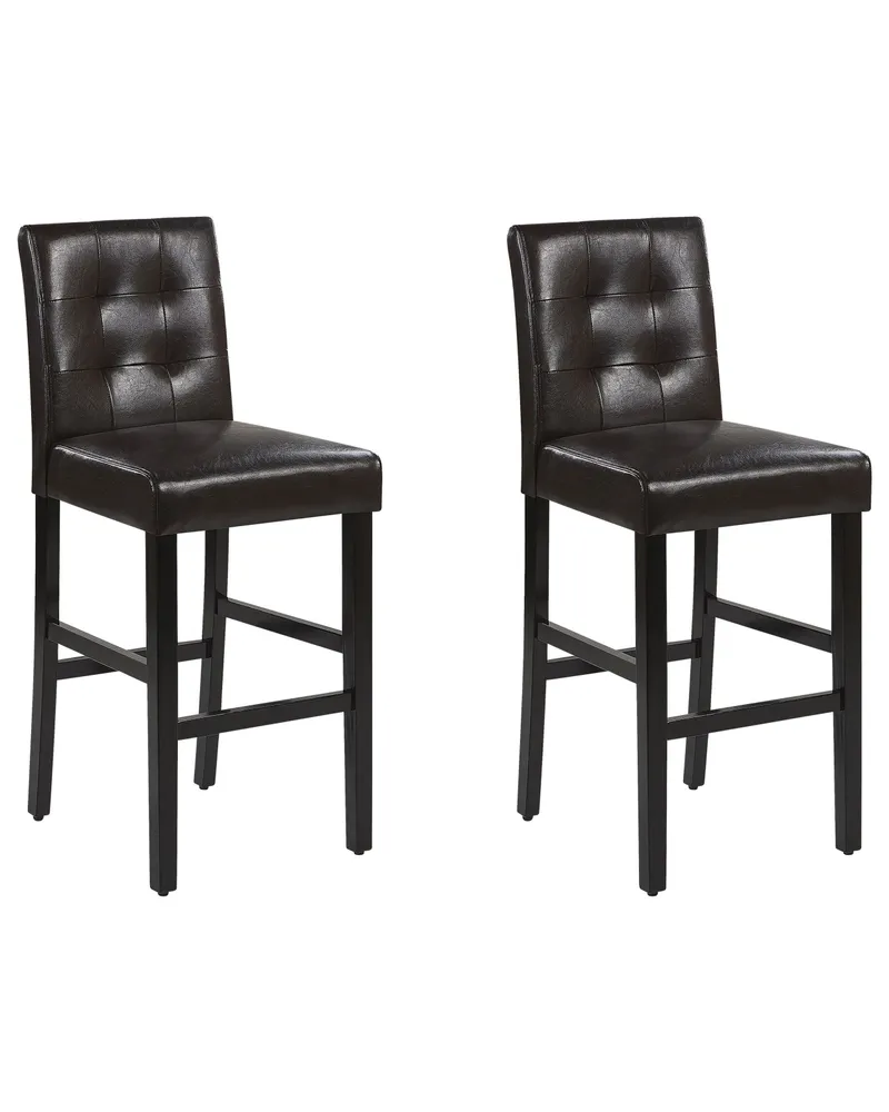 Bar Chair Set 2 Faux Material couro Brown MADISON