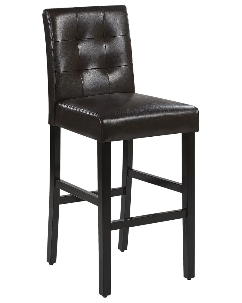 Bar Chair Set 2 Faux Material couro Brown MADISON