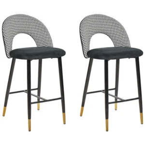 Bar Chair Set 2 Pelúcia Black-White FALTON