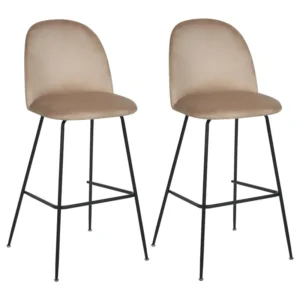 Bar Chair Set 2 Veludo macio Taupe ARCOLA