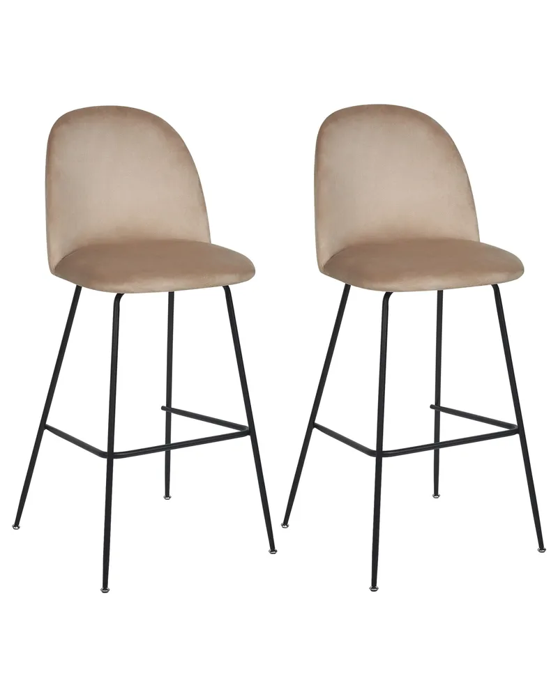 Bar Chair Set 2 Veludo macio Taupe ARCOLA