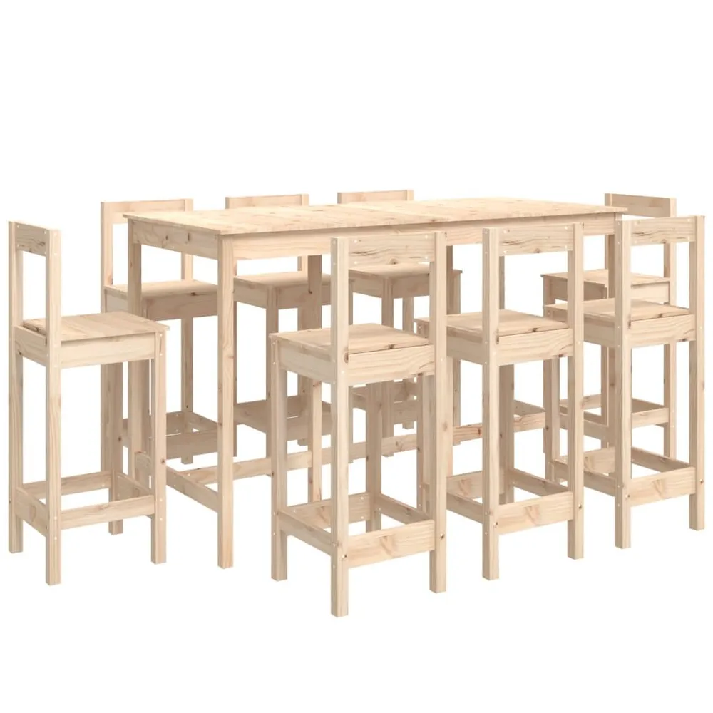 9 pcs conjunto de bar pinho maciço