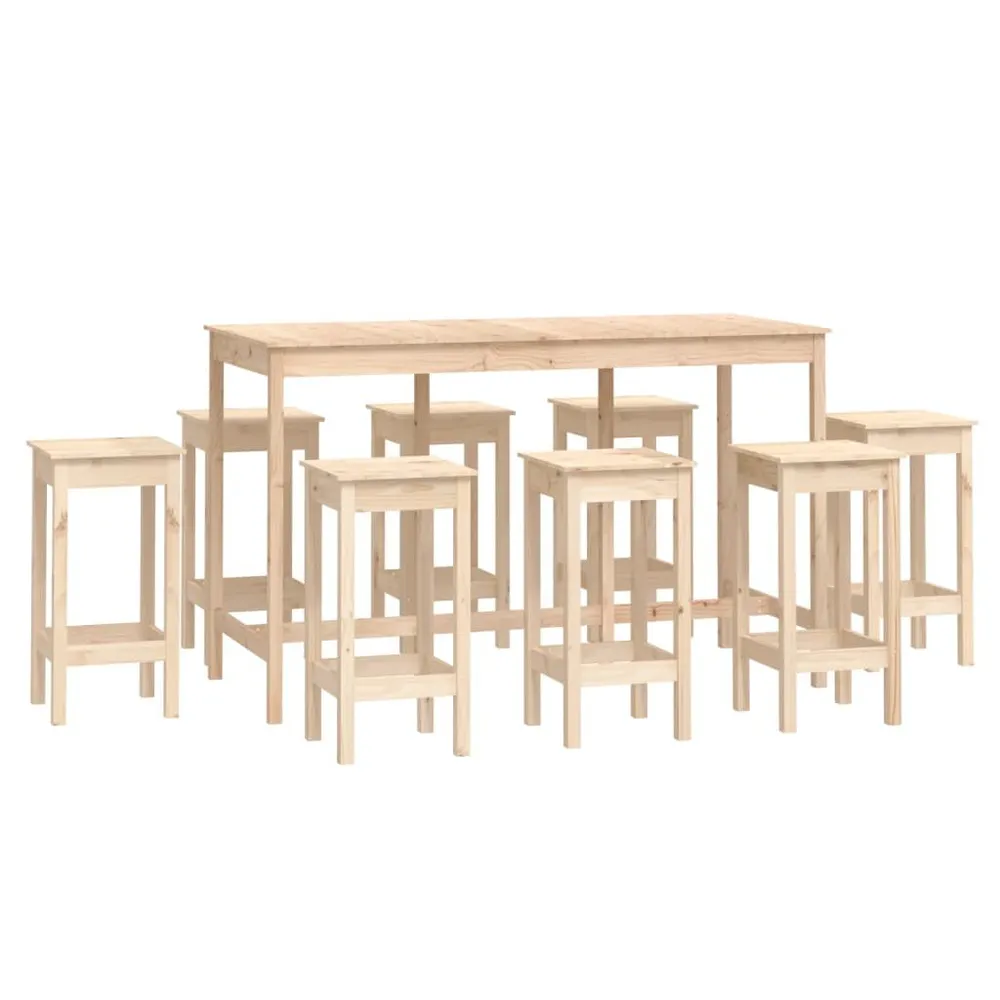 9 pcs conjunto de bar pinho maciço