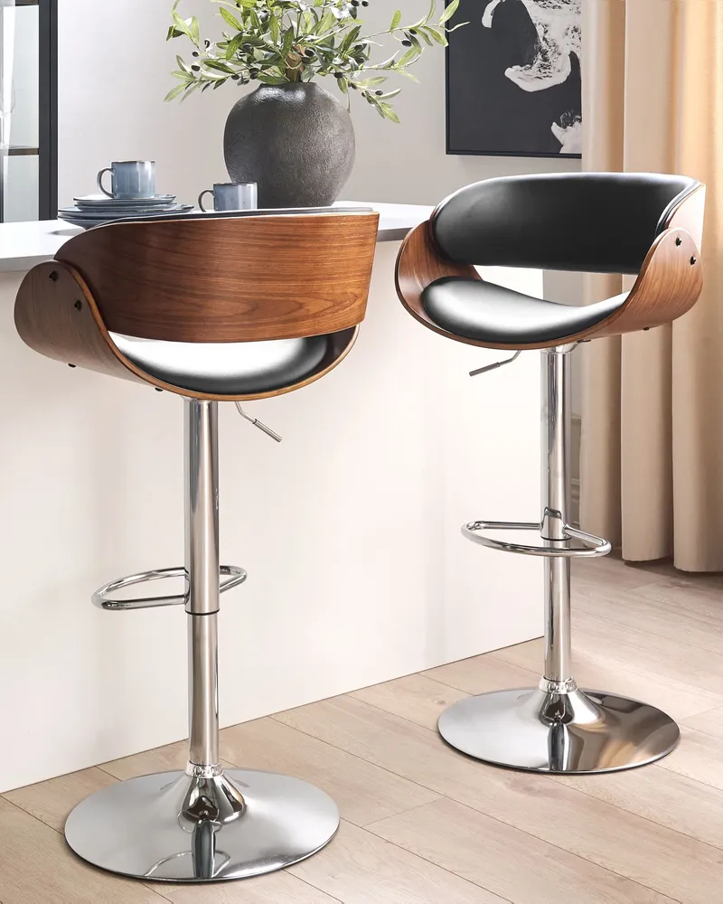 Swivel Stool Swivel Faux Leather Black BAKU