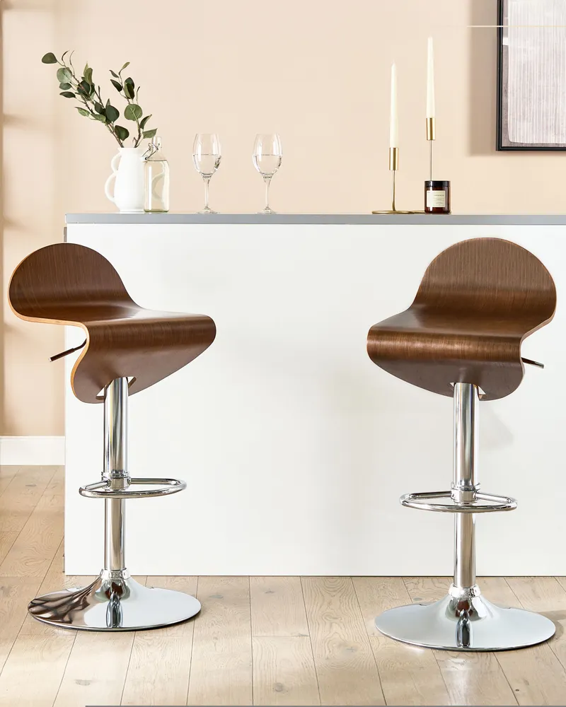 Swivel Stool Swivel Set 2 Dark Wood LIVERPOOL