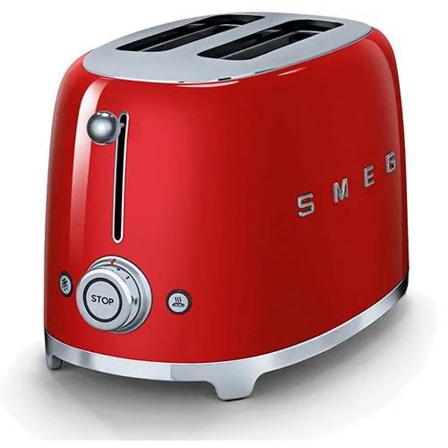 Torradeira Smeg Duas Tostas Série ANNI50 - Encarnado - TSF01RDEU com Tampas de Vidro