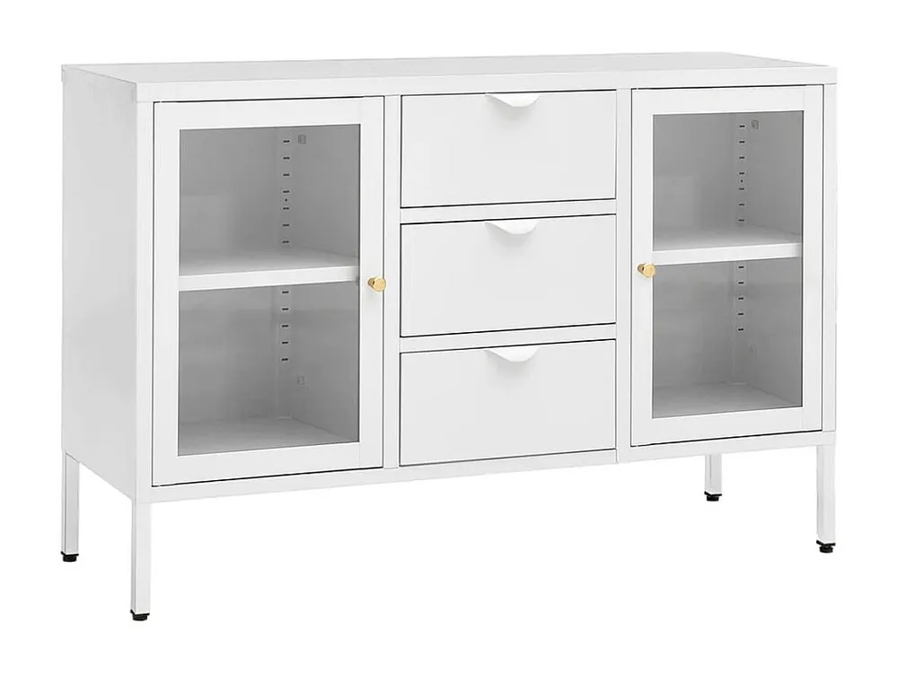 Aparador 105x35x70 cm vidro temperado e ço branco