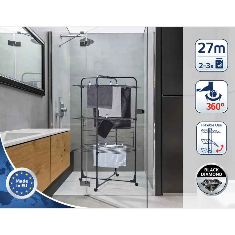 Dobrador de Roupa Leifheit Estendal para roupa em torre Elegante Tower 270 preto