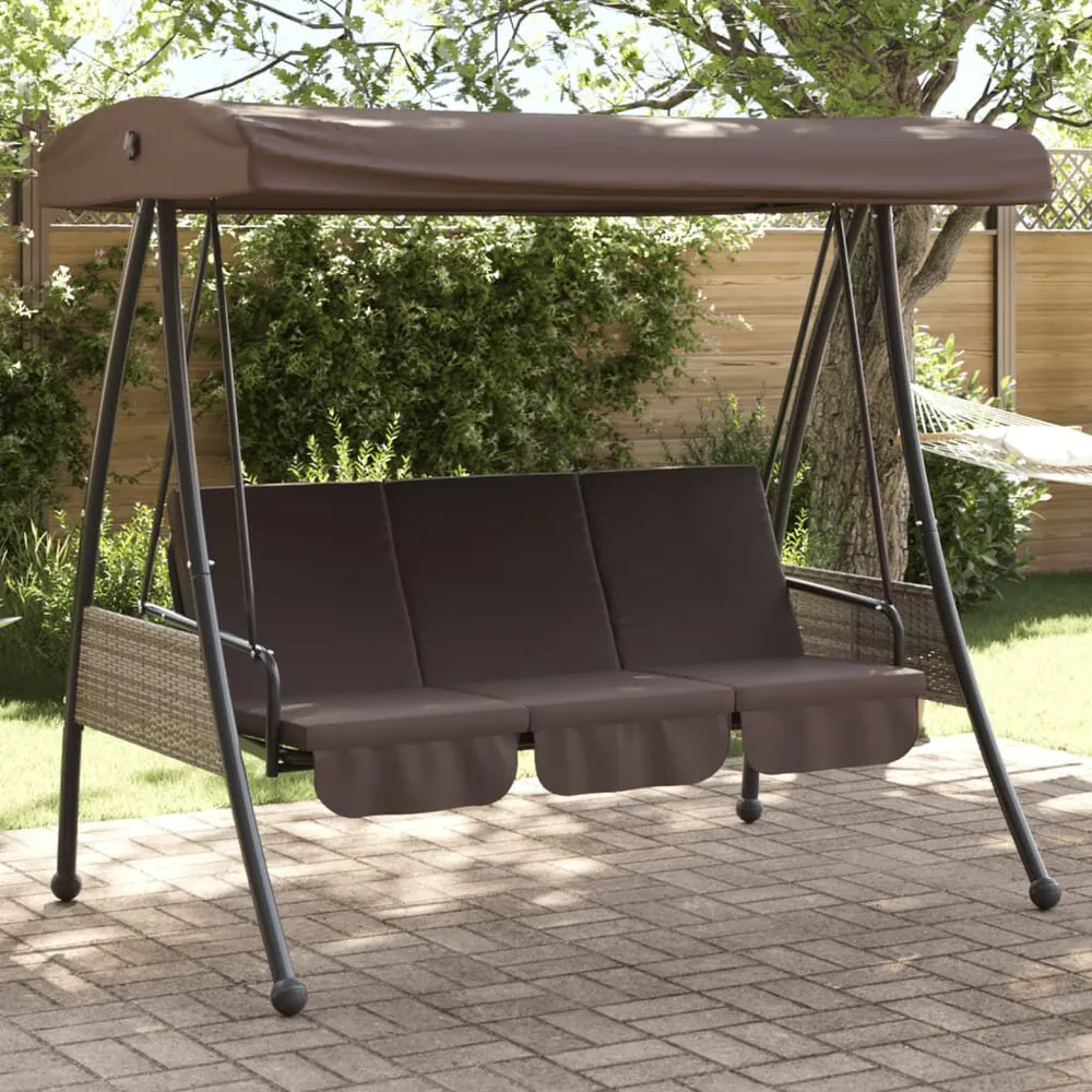 Banco baloiço para jardim com toldo ajustável ço castanho café