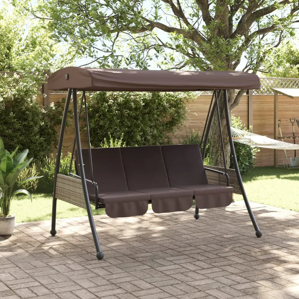 Banco baloiço para jardim com toldo ajustável ço castanho café
