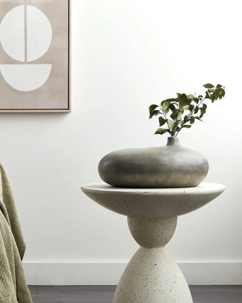 Decorative Vase RAWANG Artesanal Stone Grey