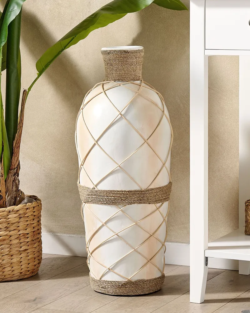 Decorative Vase ROKAN Manual Ceramic Light Beige