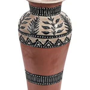 Jarro decorativo SIAK realizado à mão Cerâmica Castanho com Prato Incluso