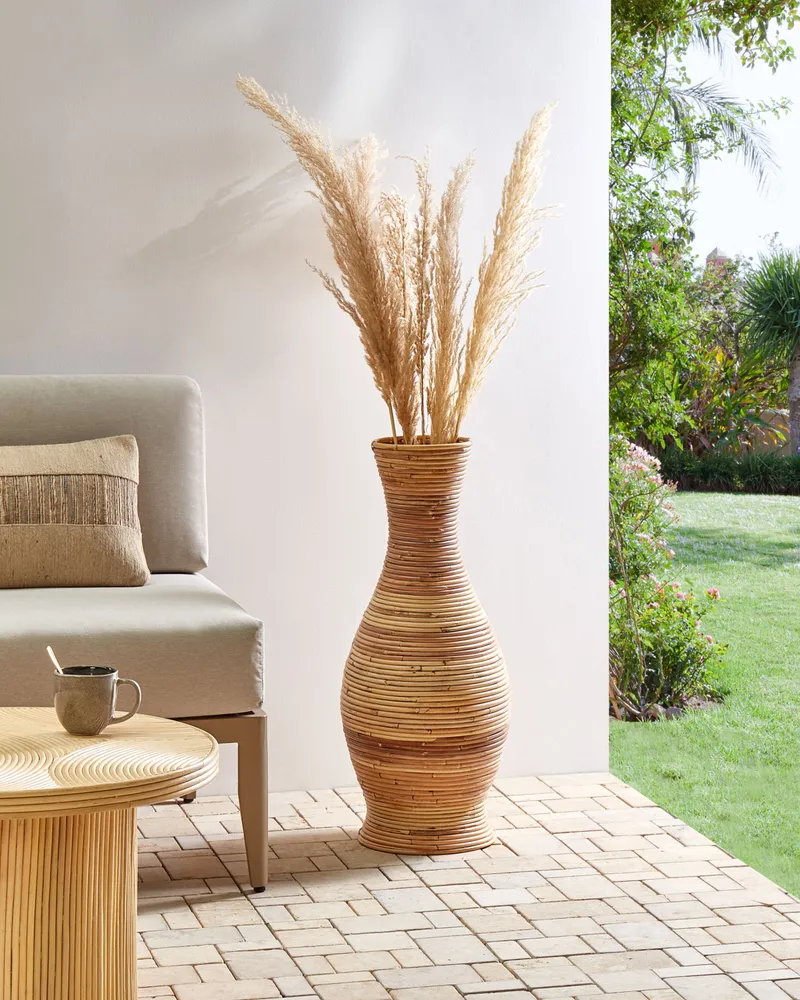 Jarro decorativo TRINISA realizado à mão Rattan Natural com Design Moderno