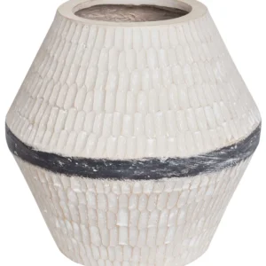 Jarro de flores ARUNCUS Cerâmica Creme com Prato Incluso