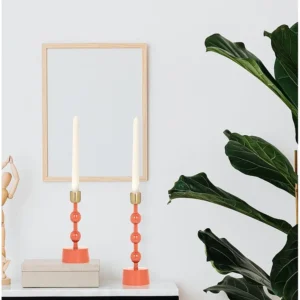 Castiçal, porta-velas em alumínio esmaltado . 22 cm terracota PARINA