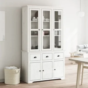 Aparador alongado BODO 115,5x43x200,5 cm pinho maciço branco