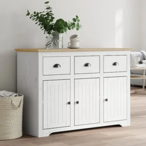 Aparador BODO 115x43x79,5 cm pinho maciço branco e castanho