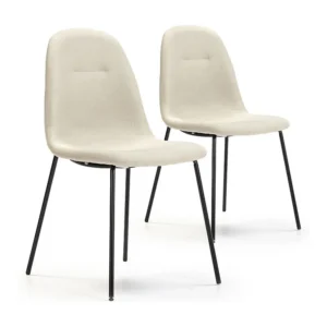 Conjunto de 2 cadeiras de jantar Brenda estofadas em bege, 44 x 54 x 85 cm.