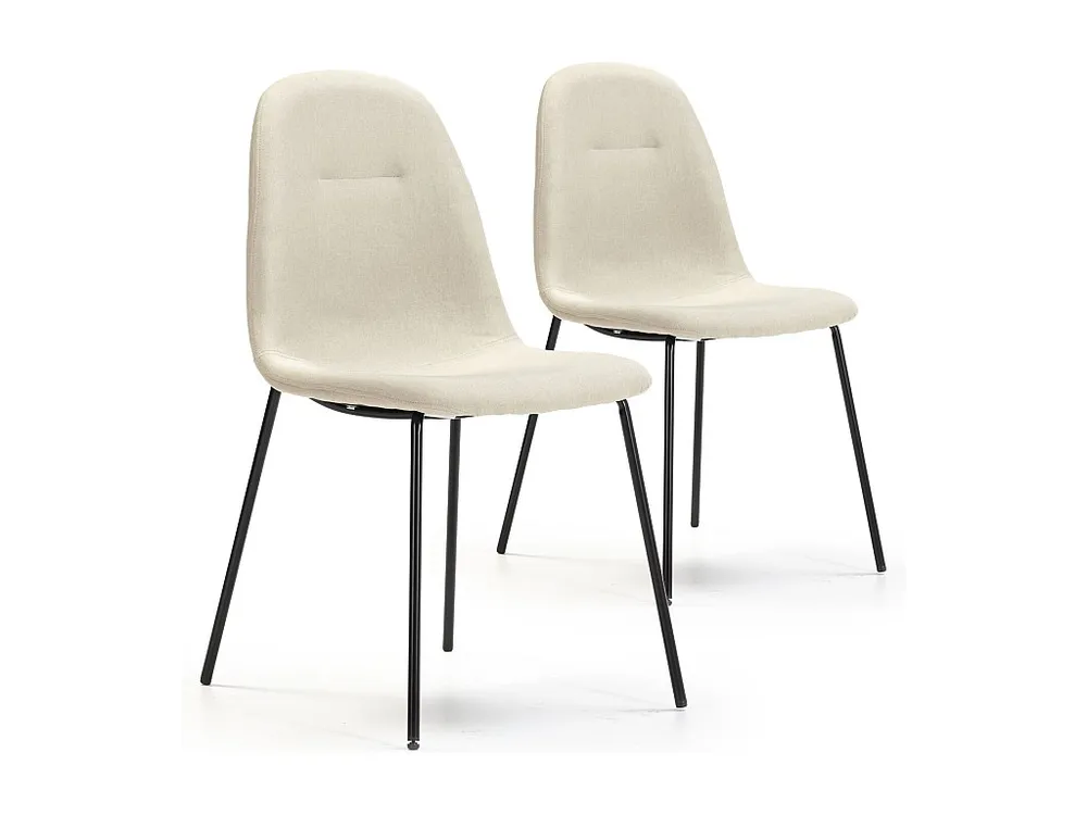 Conjunto de 2 cadeiras de jantar Brenda estofadas em bege, 44 x 54 x 85 cm.