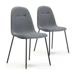 Conjunto de 2 cadeiras de jantar Brenda estofadas em cinza, 44 x 54 x 85 cm.