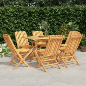 Conjunto de jantar para jardim 7 peças madeira de teca maciç