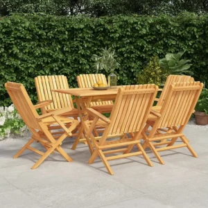 Conjunto de jantar para jardim 7 peças madeira de teca maciç