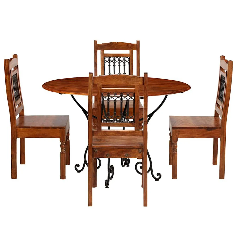 Conjunto de mesa de jantar 5 pcs madeira de acácia maciç
