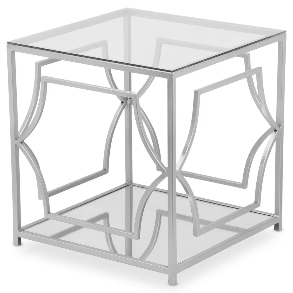 Mesa de centro Artefacto em Vidro Transparente com pés Prateados
