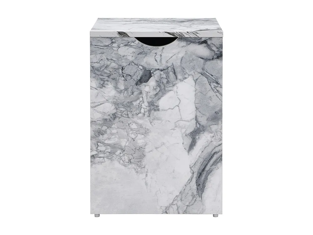 Mesa de centro combinada, conjunto de 2 mesas de centro - 100x33,5x70cm + 32x32x50cm - Efeito mármore - Madeira MDF - Branco