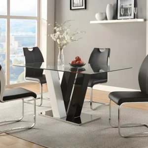 Mesa de jantar WINCH - 6 lugares - MDF e vidro temperado