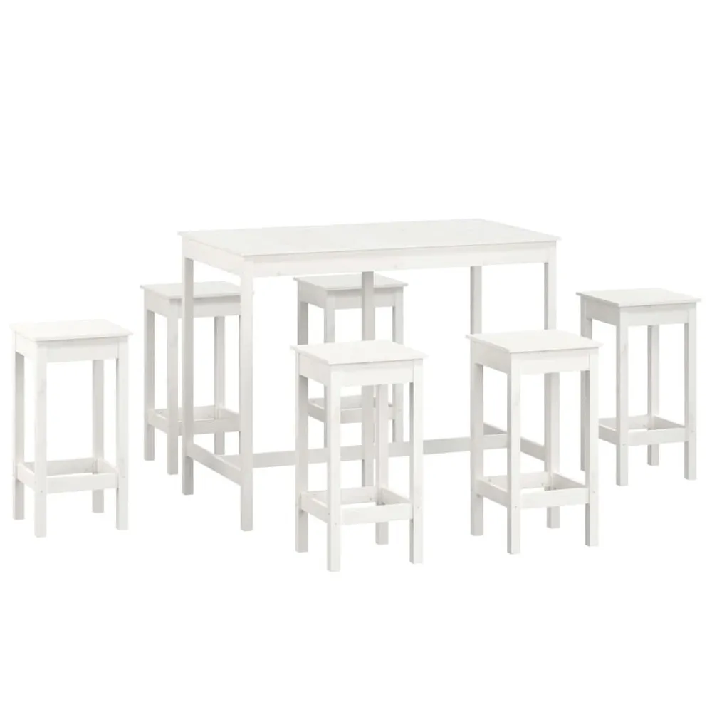 7 pcs conjunto de bar pinho maciço branco