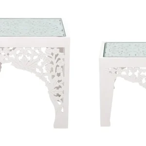 Set 2 Glass Top Side Tables Alvo AMADPUR