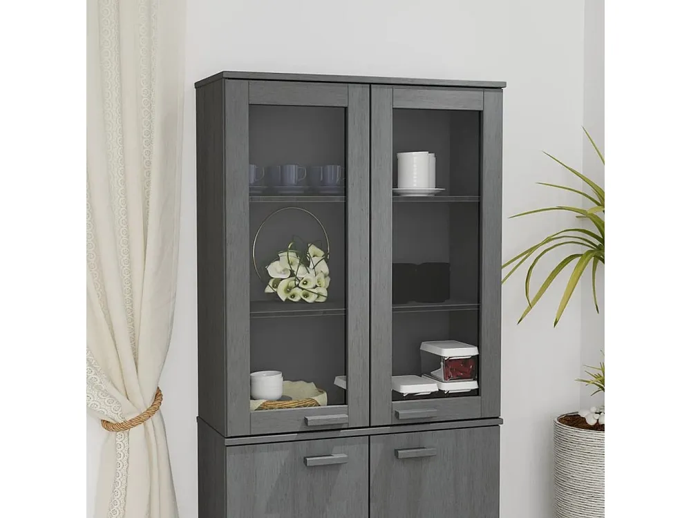 Topo para aparador esguio 85x35x100 cm pinho maciço cinzento-escuro